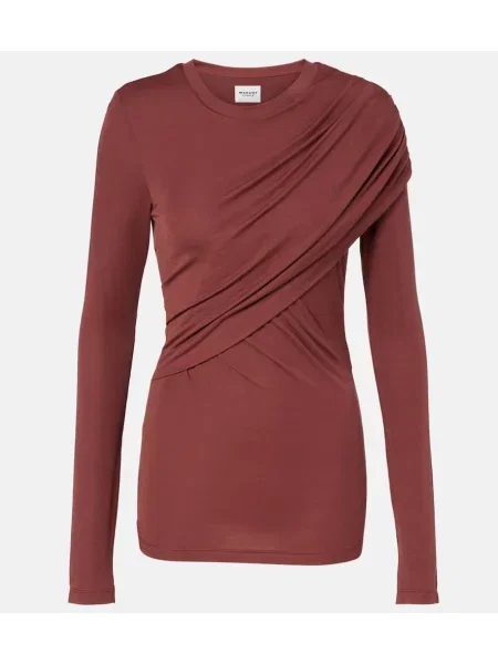 Top Marant Etoile din jerseu drapat maro