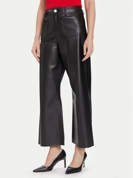 Morgan Dirbtinės odos kelnės Wide Leg juoda