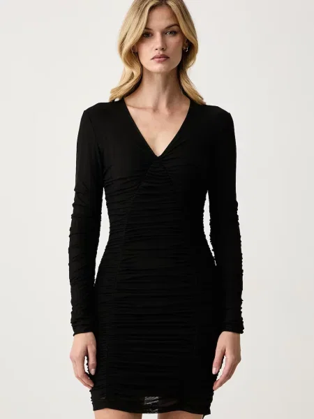 Silvian Heach rochie drapată LESAR negru