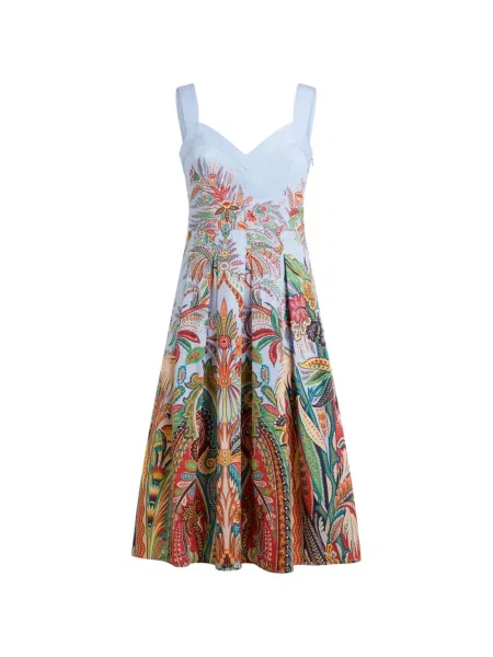 Rochie midi Etro cu imagine cu model paisley albastru