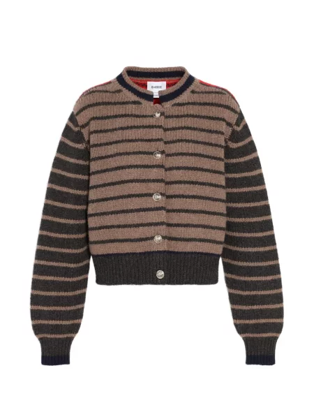 Cardigan Barrie cu dungi tricotate chunky maro