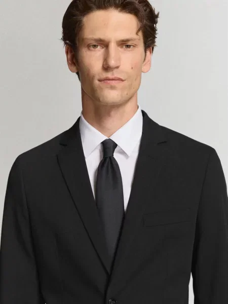 Marynarka garniturowa París super slim fit Mężczyzna 52 MANGO MAN czarny