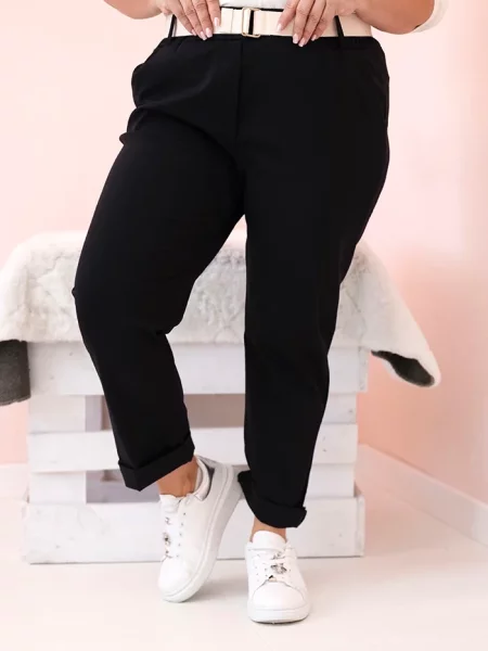 Kesi Włoski kalhoty Plus Size s páskem černý