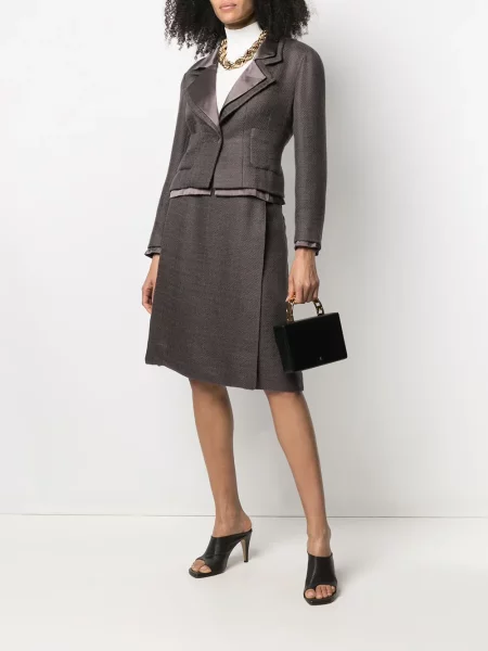 Oblekové jednořadé sukně Chanel Pre-owned hnědé