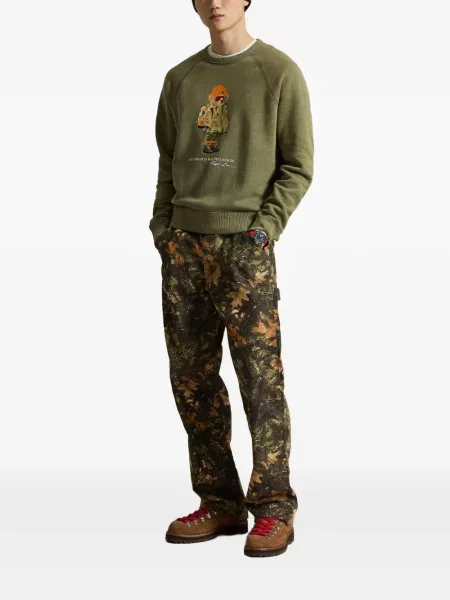Șosete Polo Ralph Lauren cu broderie în carouri de flanelă verde