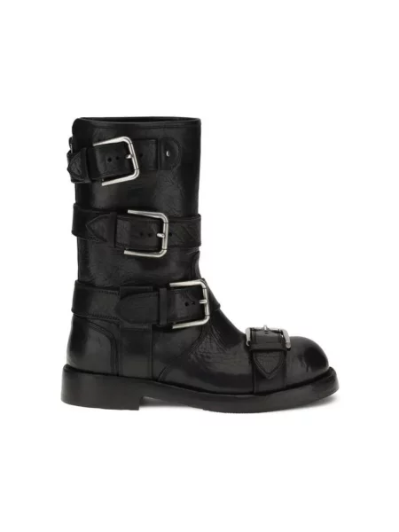 Botki Dolce And Gabbana sznurowane skórzane czarne