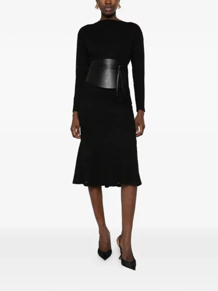 Rochie midi Alberta Ferretti din jacard evazată negru