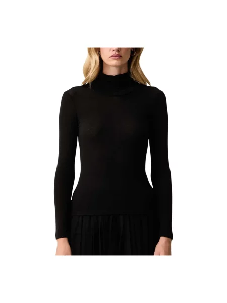 Top Twinset z kaszmiru do golfa czarny