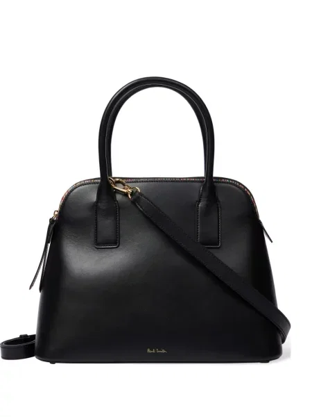 Geantă Paul Smith din piele cu dungi negru