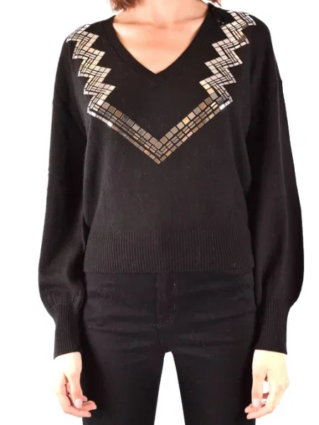 Sweter Pinko z dekoltem w serek czarny