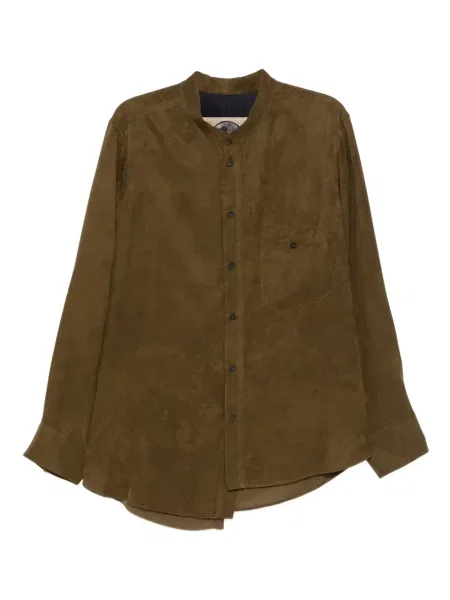 Hedvábná košile Ziggy Chen zelená