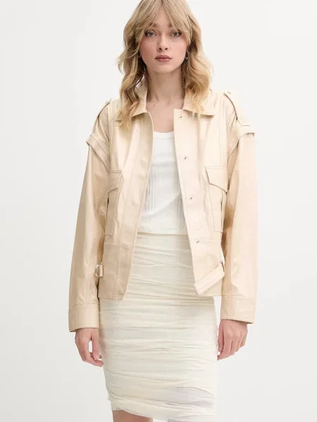 IRO geacă de piele de tranzitie bej