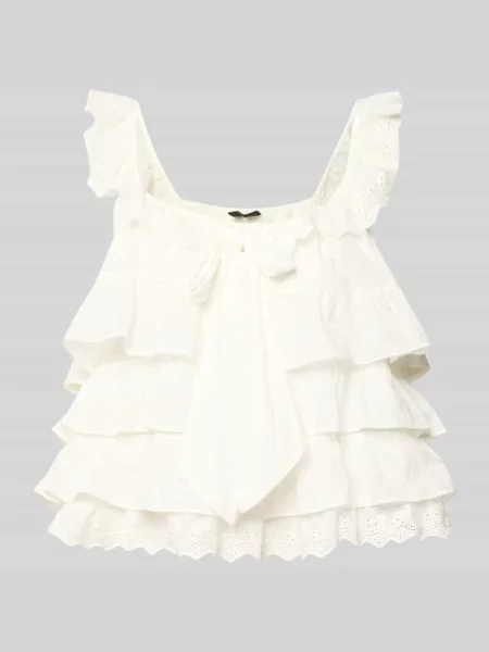 Top Vero Moda z falbankami biały