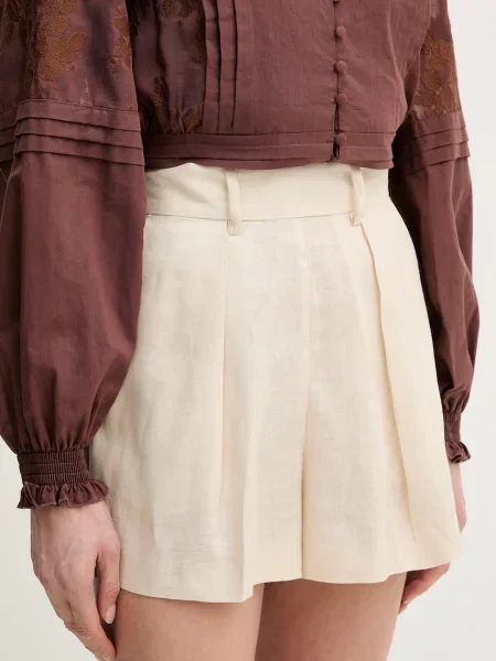 Silvian Heach pantaloni scurți eleganți de damă din in POSANE bej