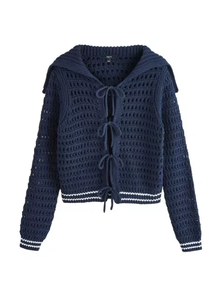 Next Geacă tricotată bleumarin alb