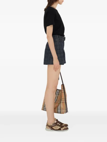 Szorty jeansowe Burberry w kratkę niebieskie