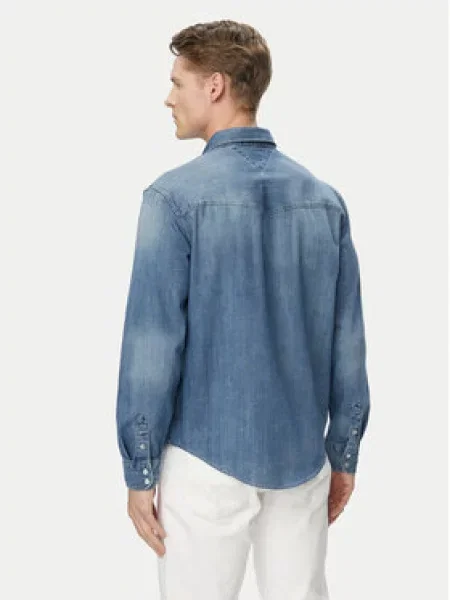 Tommy Jeans džinsiniai marškiniai Western mėlyna