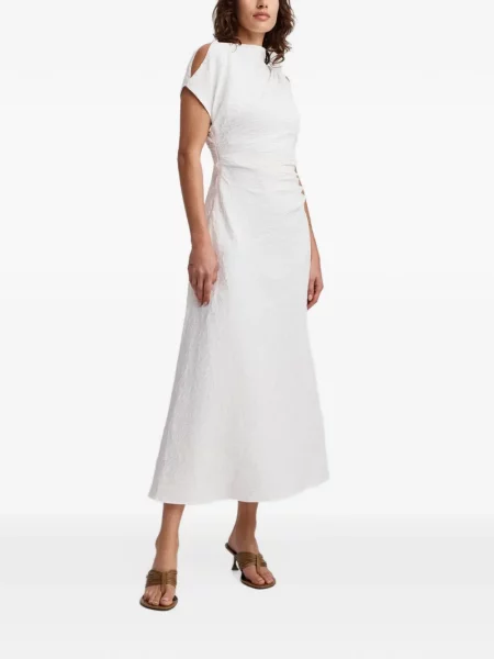 Rochie midi Anna Quan cu volane asimetrică alb