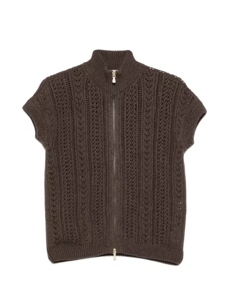 Cardigan Eleventy fără mâneci tricotate maro