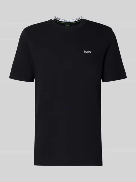 Krój regular fit t-shirt z piki bawełnianej model TS_PIQUE' Boss Green czarna