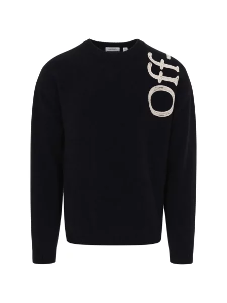Pulover Off-white cu broderie de lână alb
