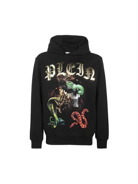 Bluza z kapturem Philipp Plein z kapturem z nadrukiem czarna