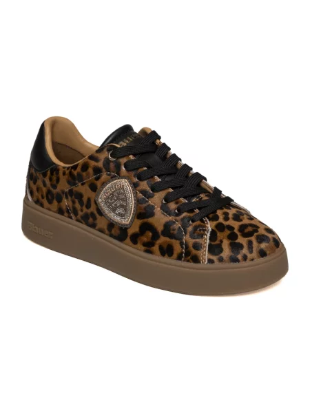 Sneakersy Blauer skórzane brązowe