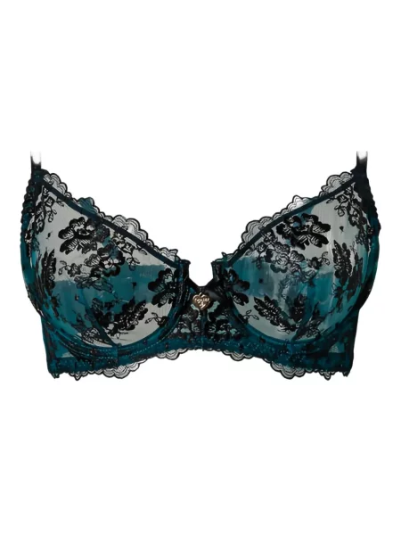 Sutien Twinset cu broderie din tul verde