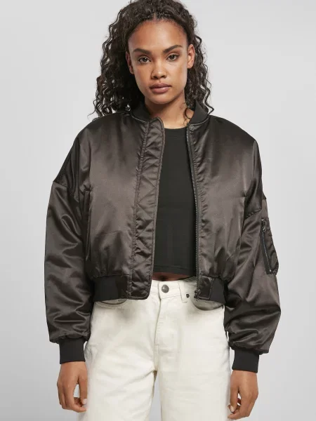 Saténový bomber bunda Urban Classics čierna