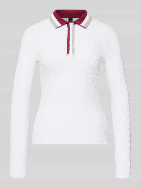 Bluzka o kroju slim fit z długim rękawem z półprzezroczystego materiału Marc Cain biała