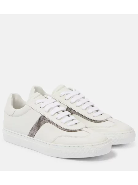 Sneakerși Brunello Cucinelli din piele alb