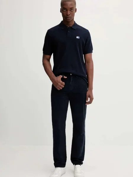 Bombažen polo Tommy Jeans mornarsko modra