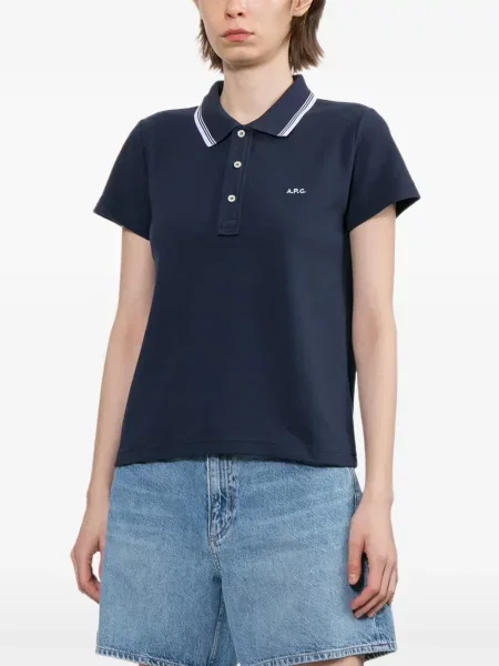 Tricou polo A.p.c. cu broderie albastru