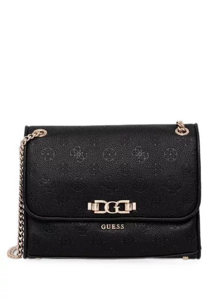 Чанта Guess с автограф черно