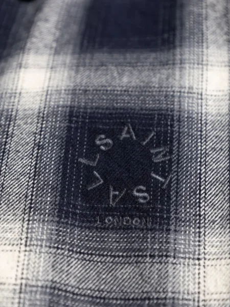 Карирана риза Allsaints бродирана синьо