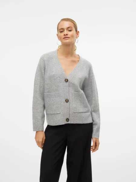 VERO MODA Geacă tricotată Boom amestecat gri