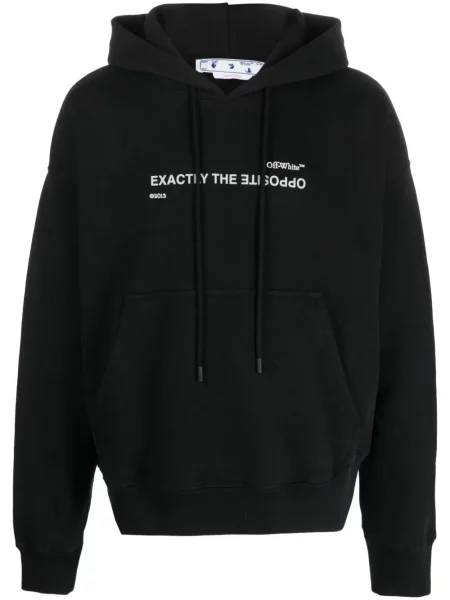 Hanorac cu glugă Off-white cu imagine cu cordon alb