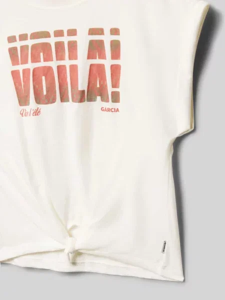 Koszulka z nadrukiem krój regular fit Garcia biała