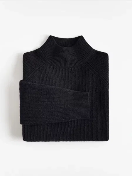 Reserved Wełniany sweter czarny