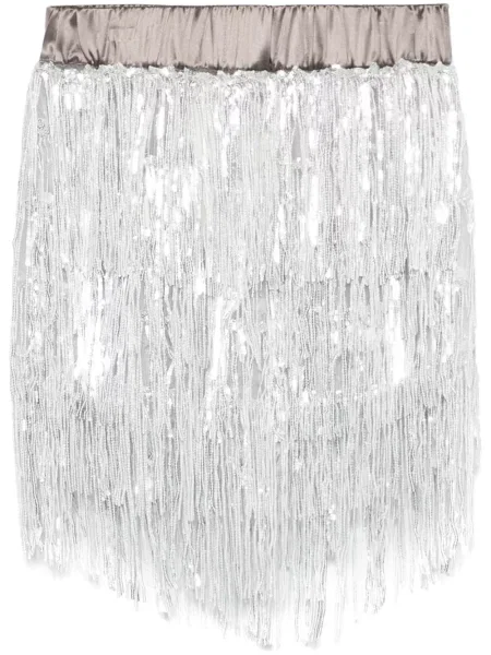 Spodenki sportowe Almaz z cekinami do biegania srebrne