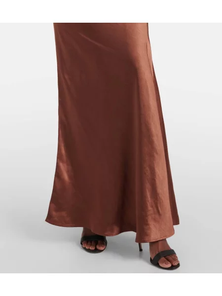 Rochie Self-portrait din satin maro
