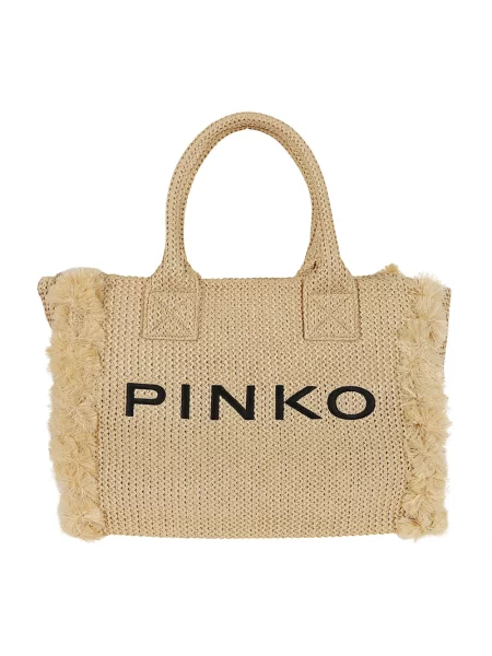 Shopperka Pinko pleciona beżowa