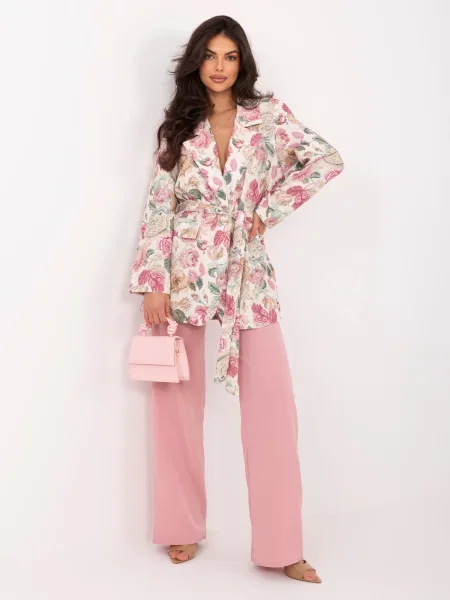 Marynarka Italy Moda w kwiatki różowa