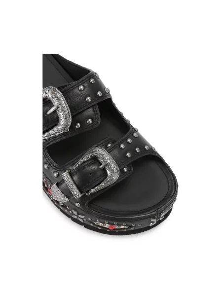 Klapki Kurt Geiger skórzane na sprzączkę czarne