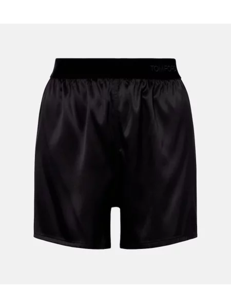 Pantaloni scurți Tom Ford cu talie înaltă din satin negru