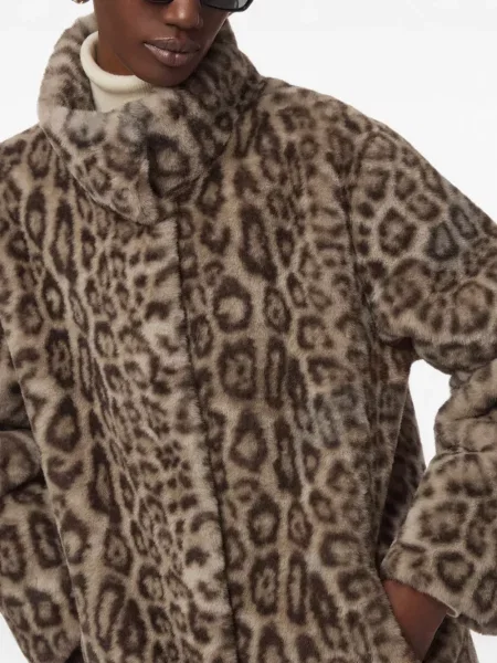 Palton de blană Apparis cu imagine cu model leopard cu blană