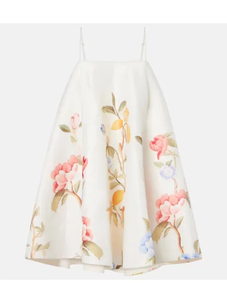 Rochie Leo Lin de in cu model floral alb
