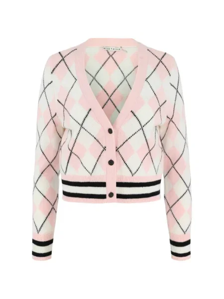 Cardigan Alice + Olivia tricotate cu model argyle roz
