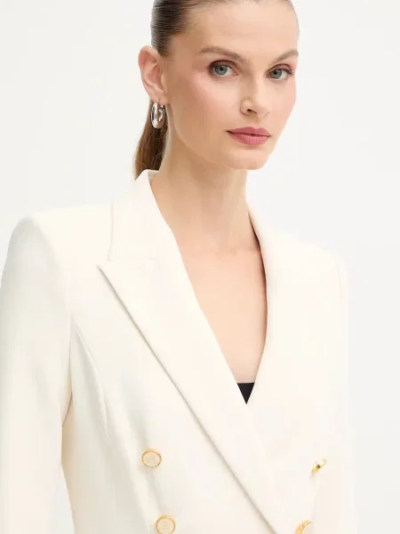 Однотонный двубортный пиджак Elisabetta Franchi бежевый