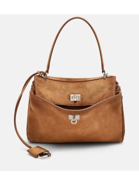 Geantă shopper Balenciaga din piele de căprioară maro